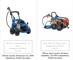 magasnyomású mosó bérlés